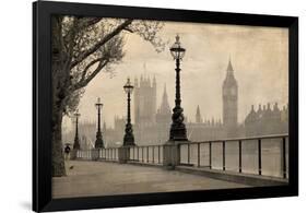 Vintage London Big Ben Thames-null-Framed Art Print