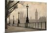 Vintage London Big Ben Thames-null-Mounted Art Print