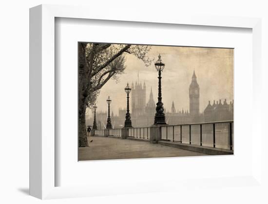 Vintage London Big Ben Thames-null-Framed Art Print