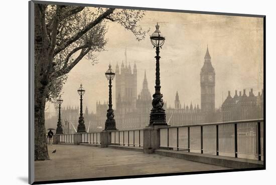 Vintage London Big Ben Thames-null-Mounted Art Print