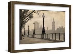 Vintage London Big Ben Thames-null-Framed Art Print