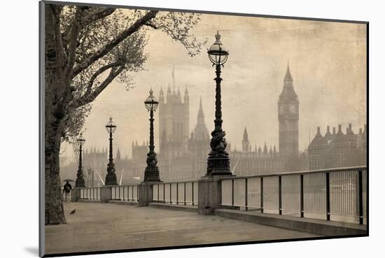 Vintage London Big Ben Thames-null-Mounted Art Print