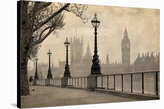 Vintage London Big Ben Thames-null-Stretched Canvas