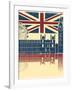 Vintage London Poster On Old Background Texture With England Flag-GeraKTV-Framed Art Print