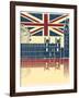 Vintage London Poster On Old Background Texture With England Flag-GeraKTV-Framed Art Print