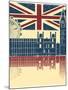 Vintage London Poster On Old Background Texture With England Flag-GeraKTV-Mounted Art Print