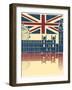 Vintage London Poster On Old Background Texture With England Flag-GeraKTV-Framed Art Print