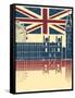 Vintage London Poster On Old Background Texture With England Flag-GeraKTV-Framed Stretched Canvas