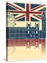 Vintage London Poster On Old Background Texture With England Flag-GeraKTV-Stretched Canvas