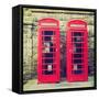 Vintage Look London Telephone Box-c_73-Framed Stretched Canvas