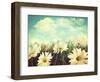 Vintage Look of Summer Daisies in Grass-Sandralise-Framed Photographic Print