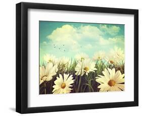 Vintage Look of Summer Daisies in Grass-Sandralise-Framed Photographic Print