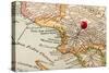 Vintage Los Angeles 1920S Map (Printed In 1926 - Copyrights Expired) With A Red Pushpin-PixelsAway-Stretched Canvas