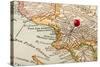 Vintage Los Angeles 1920S Map (Printed In 1926 - Copyrights Expired) With A Red Pushpin-PixelsAway-Stretched Canvas