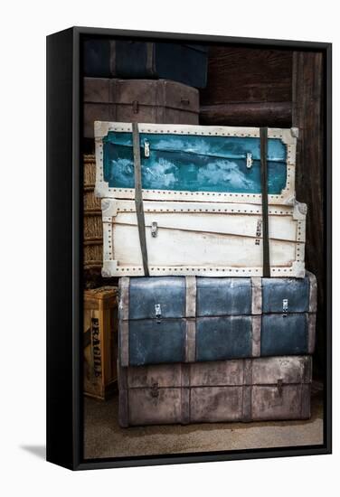 Vintage Luggage Crates, Boxes, Suitcases-f9photos-Framed Stretched Canvas