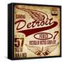 Vintage Man T Shirt Graphic Design about Detroit-emeget-Framed Stretched Canvas