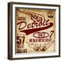 Vintage Man T Shirt Graphic Design about Detroit-emeget-Framed Art Print