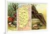 Vintage Map, Agriculture, Mining-null-Framed Art Print