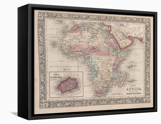 Vintage Map of Africa with the Island of St. Helena inset from Mitchell's new general atlas, 1863-American School-Framed Stretched Canvas