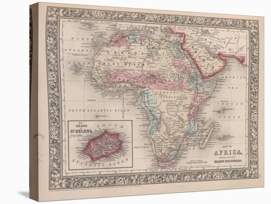 Vintage Map of Africa with the Island of St. Helena inset from Mitchell's new general atlas, 1863-American School-Stretched Canvas