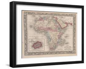 Vintage Map of Africa with the Island of St. Helena inset from Mitchell's new general atlas, 1863-American School-Framed Giclee Print