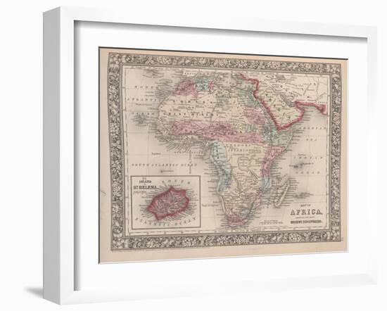 Vintage Map of Africa with the Island of St. Helena inset from Mitchell's new general atlas, 1863-American School-Framed Giclee Print