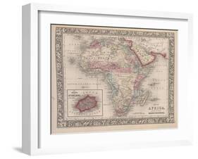 Vintage Map of Africa with the Island of St. Helena inset from Mitchell's new general atlas, 1863-American School-Framed Giclee Print