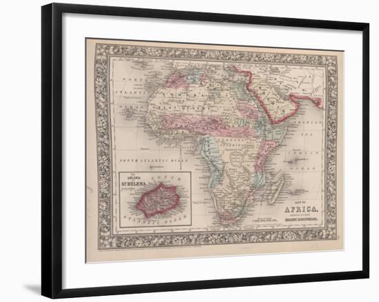 Vintage Map of Africa with the Island of St. Helena inset from Mitchell's new general atlas, 1863-American School-Framed Giclee Print