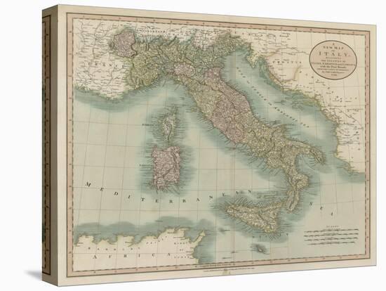 Vintage Map of Italy-John Cary-Stretched Canvas