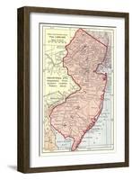 Vintage Map of New Jersey-null-Framed Art Print