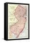 Vintage Map of New Jersey-null-Framed Stretched Canvas