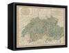 Vintage Map of Switzerland-John Cary-Framed Stretched Canvas