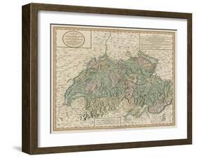 Vintage Map of Switzerland-John Cary-Framed Art Print