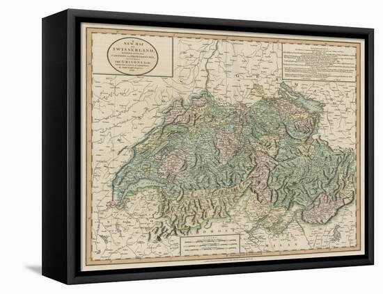 Vintage Map of Switzerland-John Cary-Framed Stretched Canvas