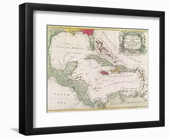 Vintage Map of the West Indies-American-Framed Premium Giclee Print