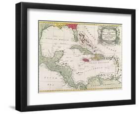Vintage Map of the West Indies-American-Framed Premium Giclee Print