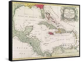 Vintage Map of the West Indies-American-Framed Stretched Canvas