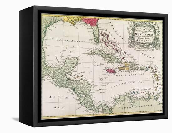 Vintage Map of the West Indies-American-Framed Stretched Canvas