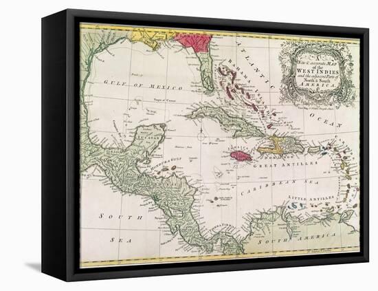 Vintage Map of the West Indies-American-Framed Stretched Canvas