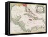 Vintage Map of the West Indies-American-Framed Stretched Canvas