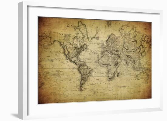 Vintage Map of the World, 1814-javarman-Framed Art Print