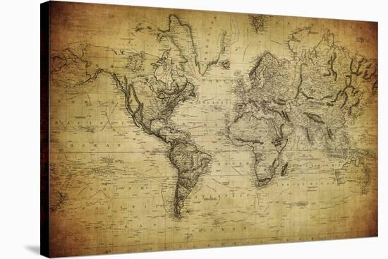 Vintage Map of the World, 1814-javarman-Stretched Canvas