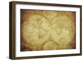 Vintage Map Of The World-javarman-Framed Art Print