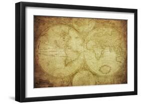 Vintage Map Of The World-javarman-Framed Art Print