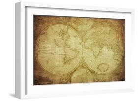 Vintage Map Of The World-javarman-Framed Art Print