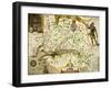 Vintage Map of Virginia, showing in upper left hand a picture of Chief Powhatan by John Smith-Theodore de Bry-Framed Giclee Print