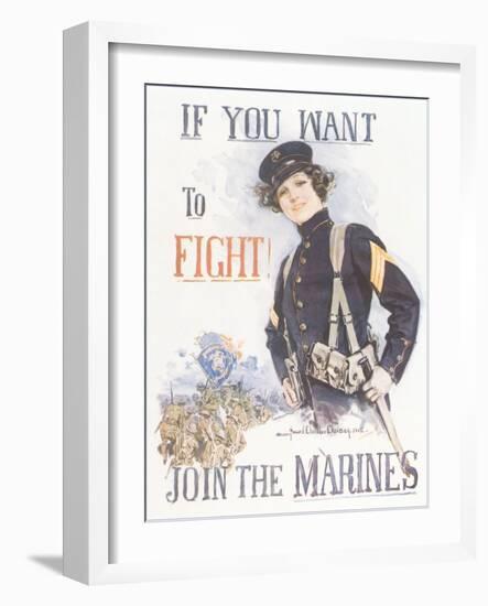 Vintage Marines Recruitment Poster-null-Framed Art Print