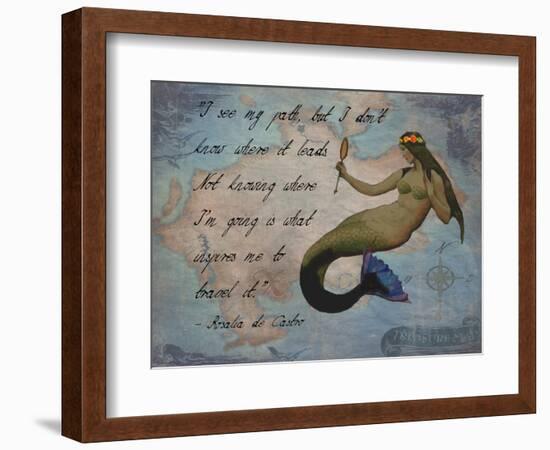 Vintage Mermaid I See my Path Quote-sylvia pimental-Framed Art Print