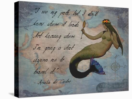 Vintage Mermaid I See my Path Quote-sylvia pimental-Stretched Canvas