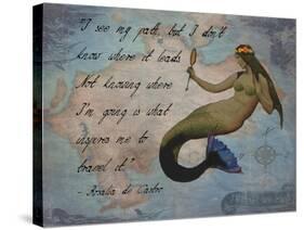 Vintage Mermaid I See my Path Quote-sylvia pimental-Stretched Canvas